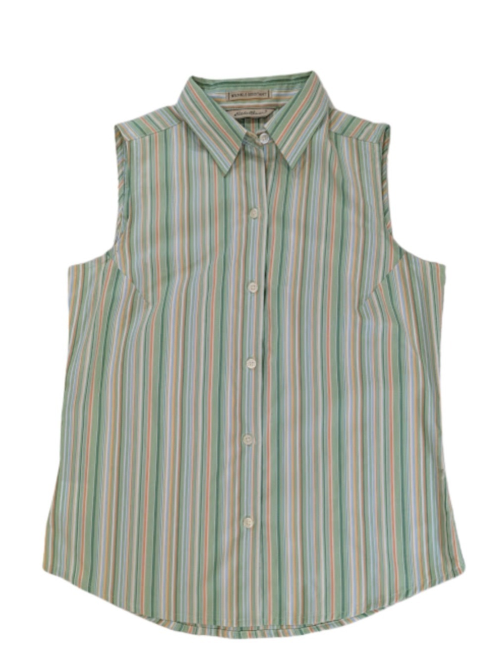 Eddie Bauer Striped Sleeveless Shirt S Wrinkle Resistant Coastal Preppy Golf
